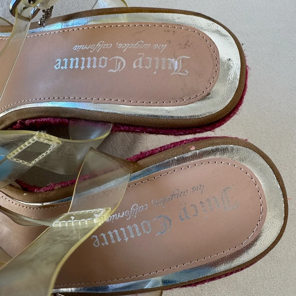 Juicy Couture Rainbow Espadrille Wedge Womens Sandals And Rhinestone Logo Sz 7.5